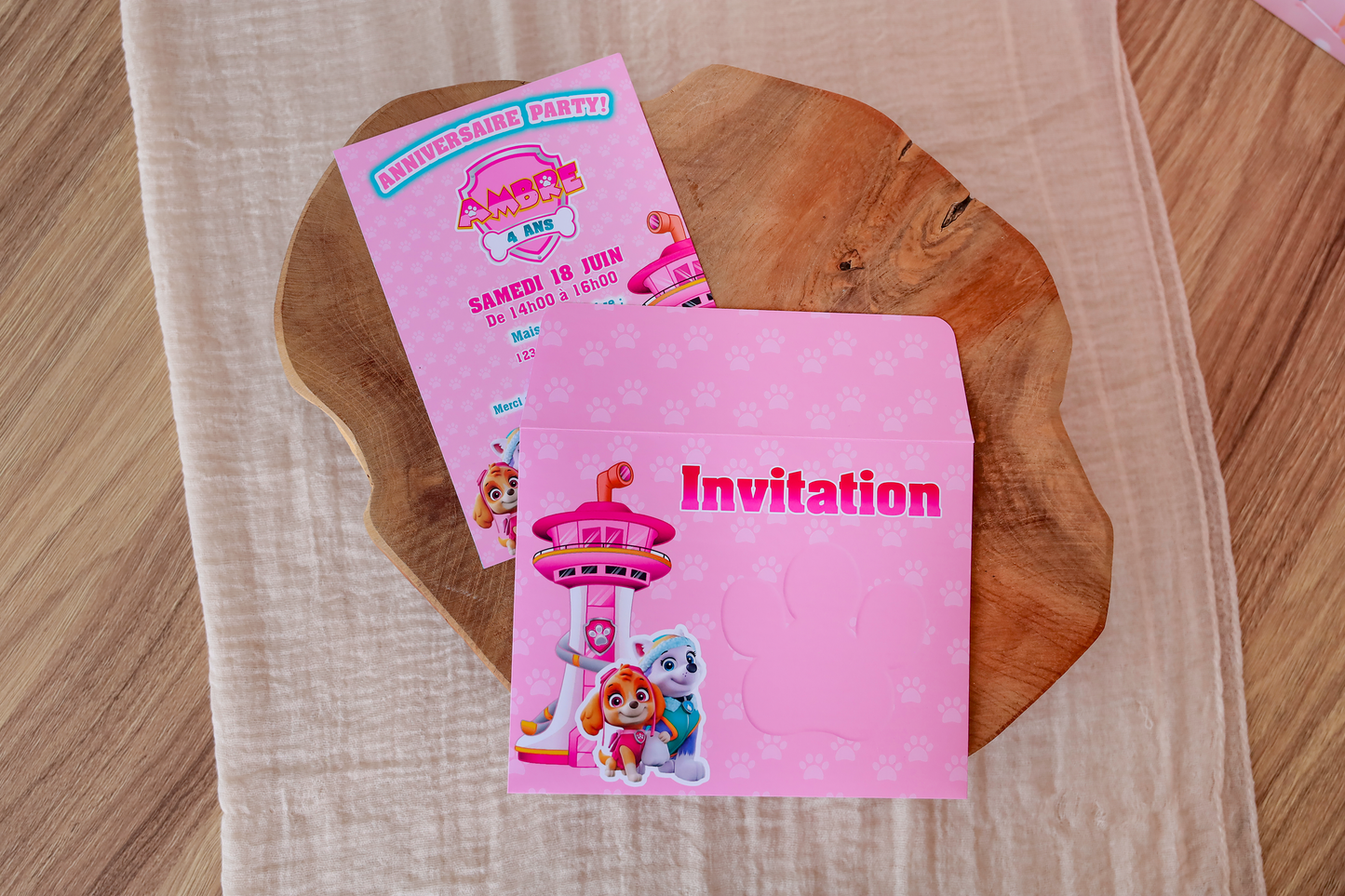 Enveloppe assortie anniversaire pat patrouille Stella Melimeliparty