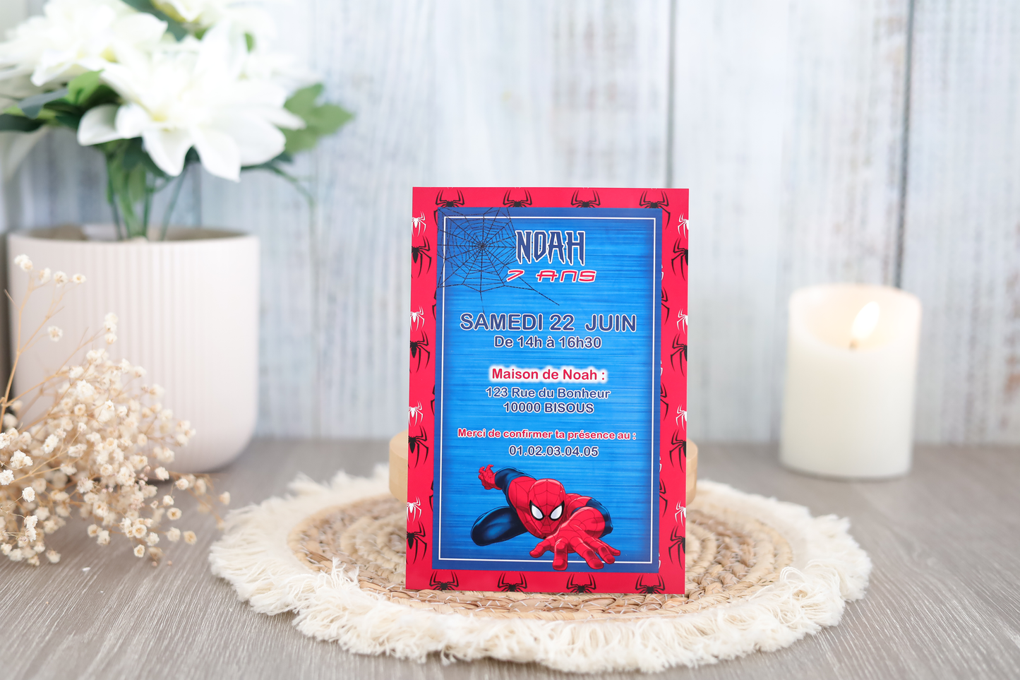 Invitation anniversaire personnalisée Spiderman Melimeliparty