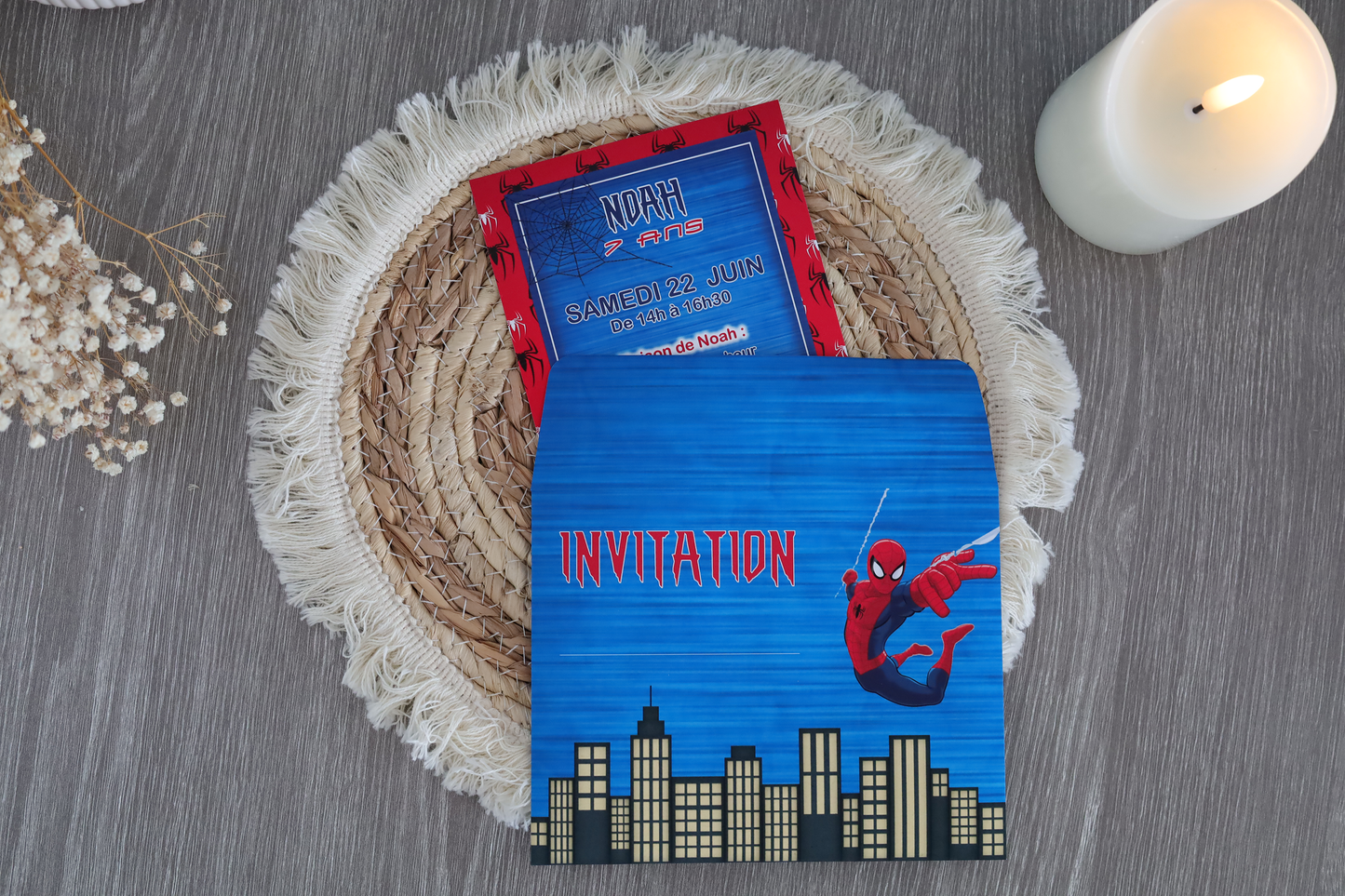Invitation anniversaire personnalisée Spiderman Melimeliparty