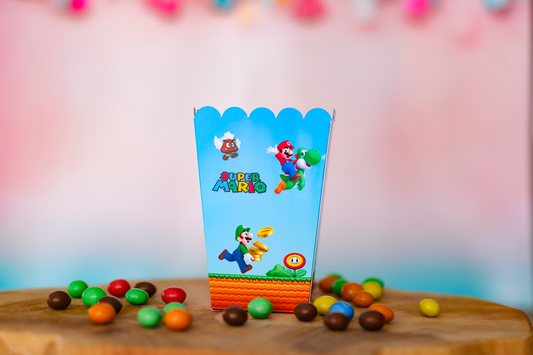 Mini boîte pop corn personnalisée Mario Melimeliparty