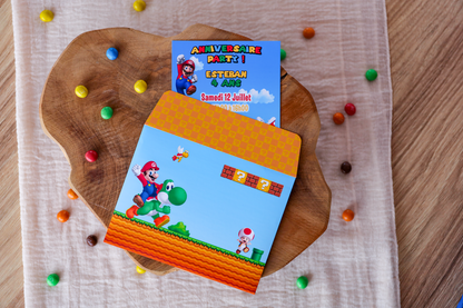 Enveloppe assortie anniversaire Mario Melimeliparty