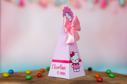 Mini boîte triangle personnalisée Hello Kitty Melimeliparty