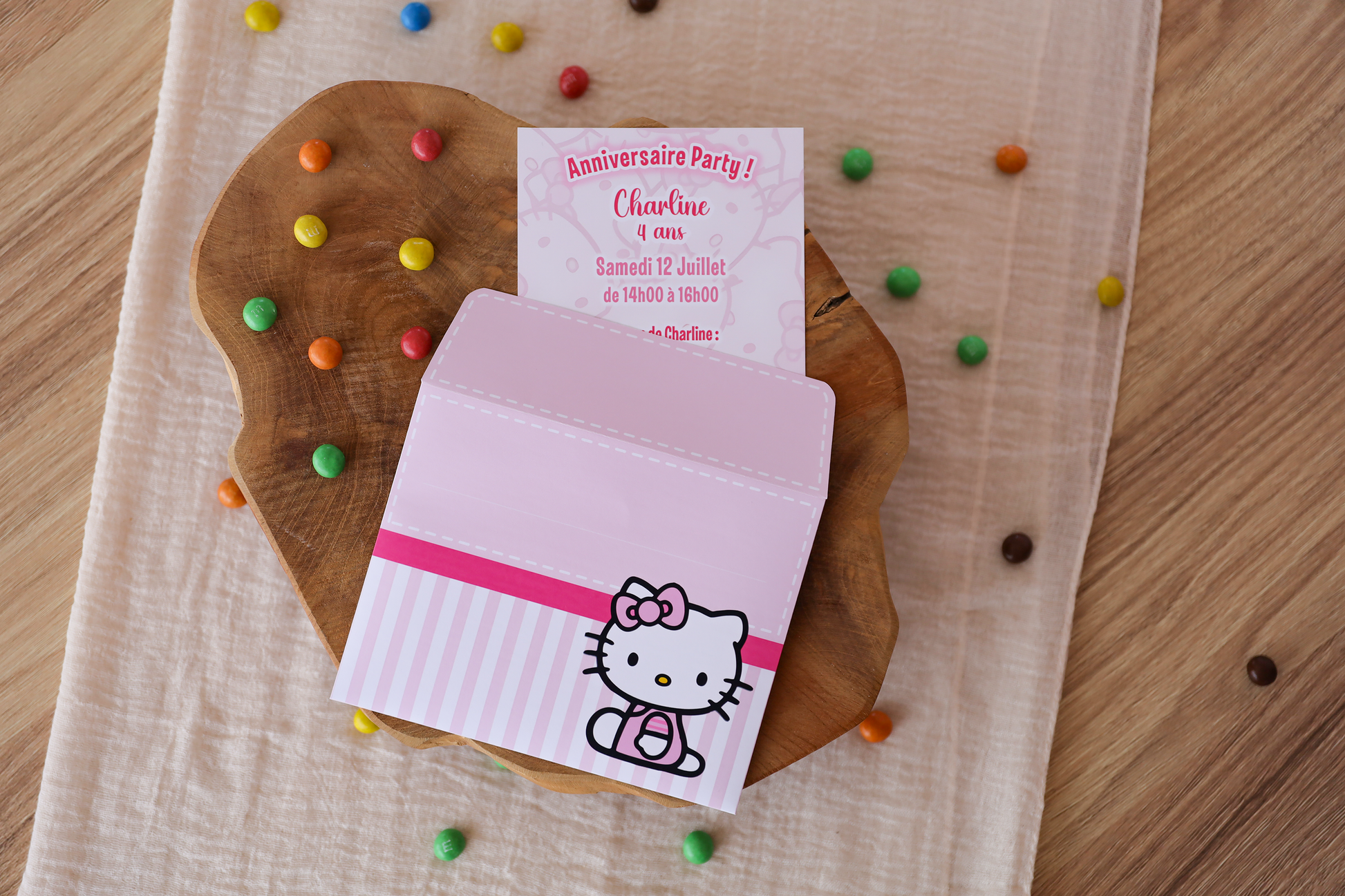 Enveloppe assortie anniversaire Hello Kitty Melimeliparty