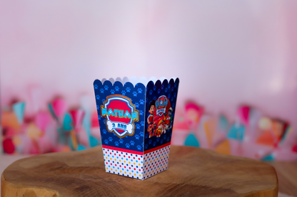 Mini boîte pop corn personnalisée pat patrouille Melimeliparty