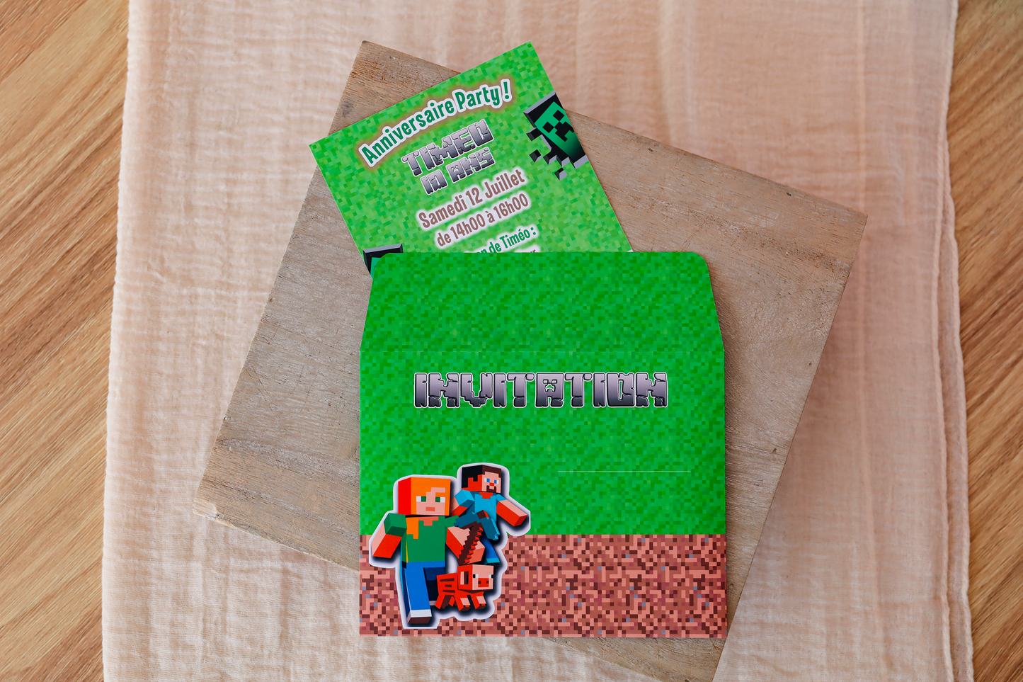 Invitation anniversaire personnalisée Minecraft Melimeliparty
