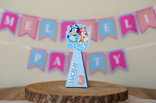 Mini boîte triangle personnalisée Bluey Melimeliparty