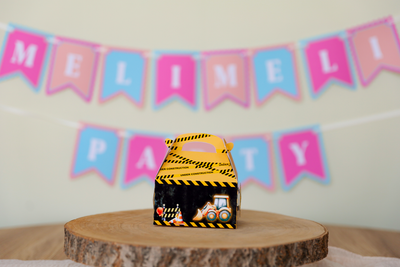 Mini boîte mini lunch personnalisée Construction Melimeliparty