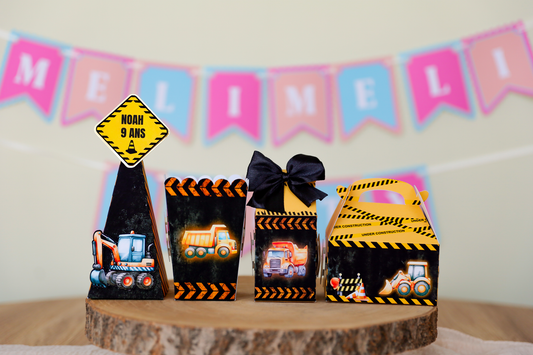 Box anniversaire personnalisée Construction Melimeliparty