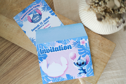 Invitation anniversaire personnalisée Stitch Melimeliparty