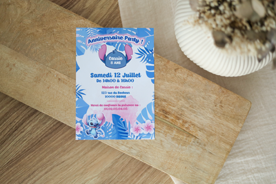Invitation anniversaire personnalisée Stitch Melimeliparty
