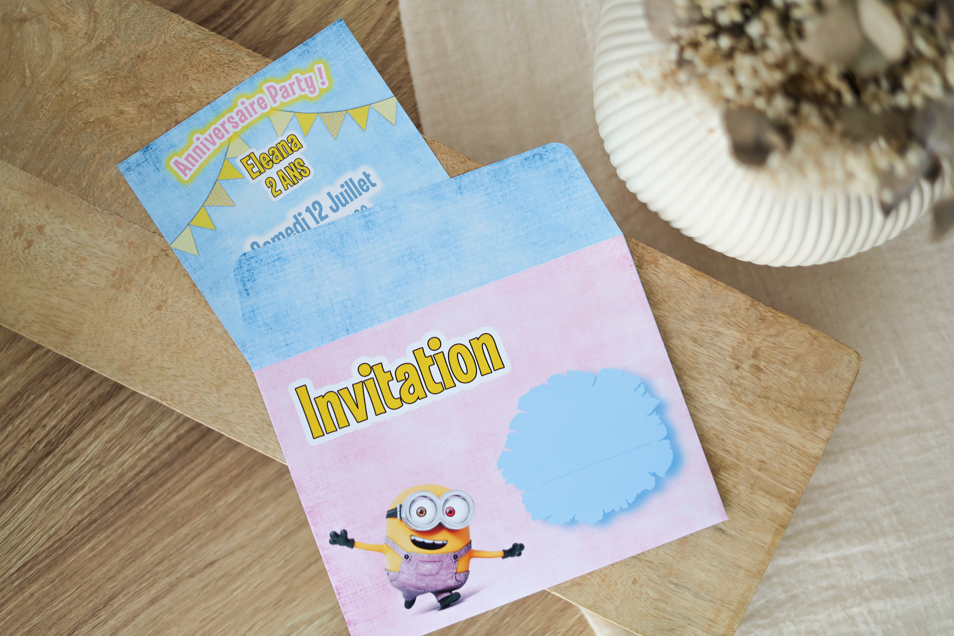 Invitation anniversaire personnalisée minions Melimeliparty