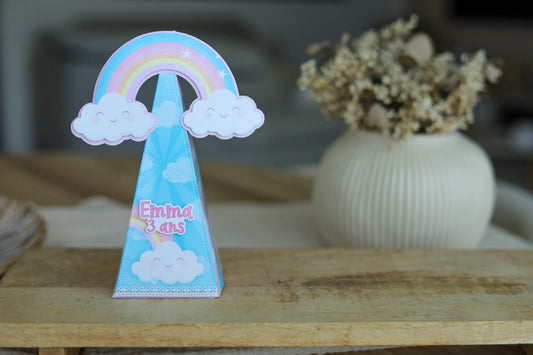 Mini boîte triangle personnalisée arc en ciel Melimeliparty