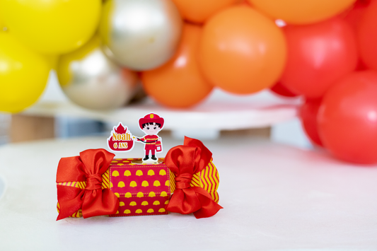 Mini boîte crackers personnalisée pompier Melimeliparty